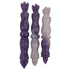 Harmonize Crayon dange sculpte a la Main Baguette Pierre dLépidolite Reiki Guerissant lequilibre energetique de Cristal