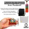 Pyramide Orgonite 7 Chakra Fleur de Vie 7x7x5cm avec Pendentif, Orgone en Pierres Naturelles Véritables et Résine, Générate