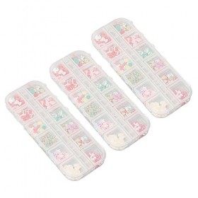 Ensemble de Bijoux dart dongle, Décorations dongle 3D Portables 3 Boîtes de Dessin animé Multi-taille pour les Ongles