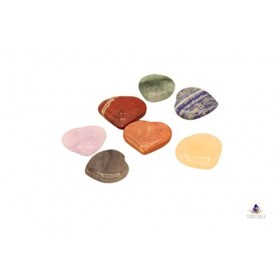 Set de 7 Coeurs pour 7 Chakras avec sa pochette de rangement, ideal en cadeau pour la fête des meres