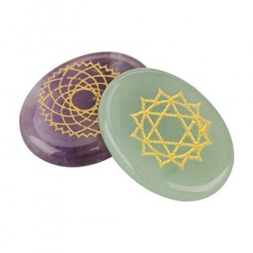 Lot de 7 pierres chakra gravées pour guérison spirituelle et méditation - Cristal Reiki