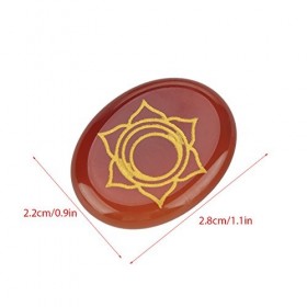 Lot de 7 pierres chakra gravées pour guérison spirituelle et méditation - Cristal Reiki