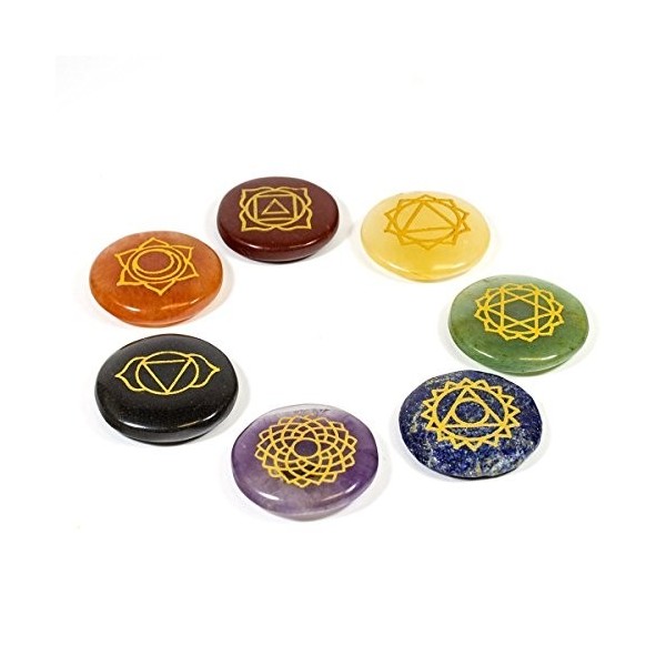 Healing Crystals India Crystal Chakra Disc Set Original Sanskrit Symbols by Healing Crystals India