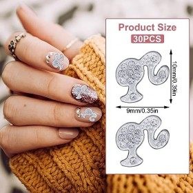 30pcs Bijoux Ongles 3D Head, Barbie Head Nail Charms Strass Girly Breloques Ongles Barbie Charms Ongle Nail Décoration pour D