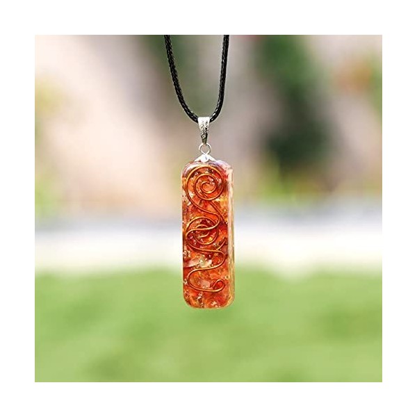 Collier Orgonite Cristal Cornaline - 7 Chakra Orgonite Cristal - Pendentif Chakra - Pierre de guérison - Pendentif Orgonite -