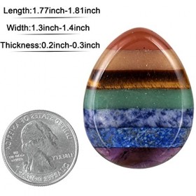 mookaitedecor Pierre dinquiétude de Pouce de 7 Chakra en Forme de Goutte, Pierre de Paume de Poche polie pour Le Reiki et Le