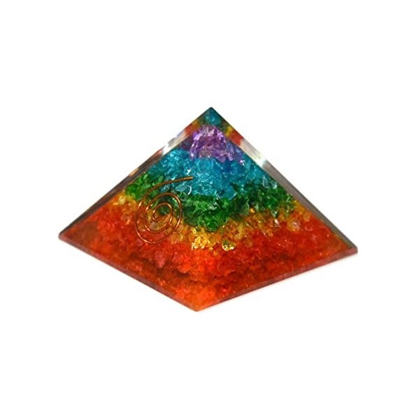 Healing Crystals India Pyramide des sept chakras – Pyramide en cristal de quartz et de cuivre – Cristaux de chakra et pierres