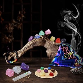 22 pièces de cristaux de guérison pour la guérison, le kit de pierres de chakra comprend une boîte et des instructions pour l