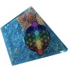 CHONIT Orgonite Pyramide de Chakra Mix Multicolore avec symbole Fleur de Vie Protection Petit Cristal de Roche Décoration pou