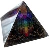 CHONIT Orgonite Pyramide de Chakra Mix Multicolore avec symbole Fleur de Vie Protection Petit Cristal de Roche Décoration pou...