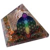 CHONIT Orgonite Pyramide de Chakra Mix Multicolore avec symbole Fleur de Vie Protection Petit Cristal de Roche Décoration pou