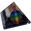 CHONIT Orgonite Pyramide de Chakra Mix Multicolore avec symbole Fleur de Vie Protection Petit Cristal de Roche Décoration pou