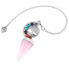 KYEYGWO Quartz Rose 7 Chakra Cristal Point Pendentif en Pierre Pendule Pour Divination, Arbre de vie Reiki Pendule Pour Radie