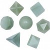 Crocon Ensemble de géométrie de Cristal de Solides platoniques de Jade Vert 7 pièces, Solides platoniques Pierres géométrique