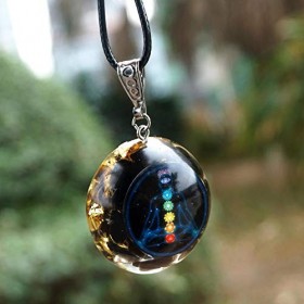 RMYSUM Pendentifs à la Main Obsidian Orgonite, Obsidian Natural Cristal Energie Chakra EMF Protection Reiki Healing Orgone po