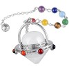 Nupuyai Pendule 7 chakras en cristal de quartz rose pour la divination, la radiesthésie, la guérison énergétique avec chaîne ...