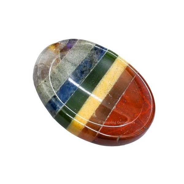 Pierre dinquiétude en cristal de 7 chakras, pierre de frottement de pouce de pierre gemme naturelle - cristal de guérison de