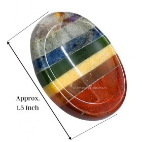 Pierre dinquiétude en cristal de 7 chakras, pierre de frottement de pouce de pierre gemme naturelle - cristal de guérison de