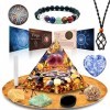 vuUUuv Pyramide dénergie astrologique, ensemble de cristaux de guérison Vierge, 12 pierres du zodiaque pierres compagnes pou