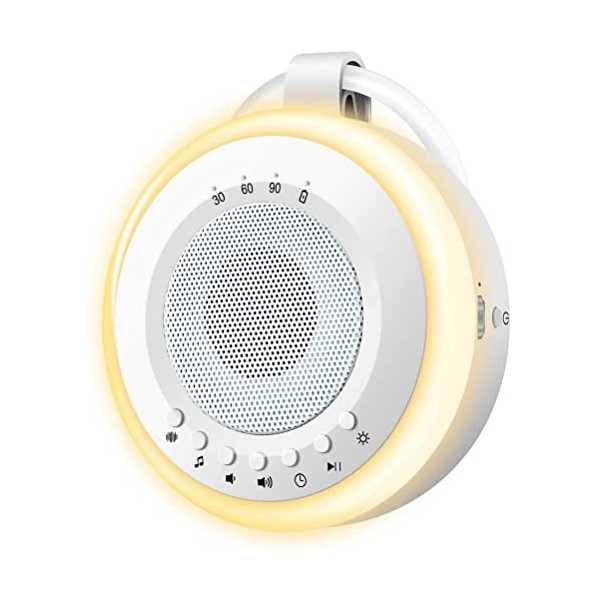 Machine à Bruit Blanc pour Bébé avec Veilleuse, Easy@Home 20 Sons Apaisants Machine Bruit Blanc Portable Musique Naturel Somm