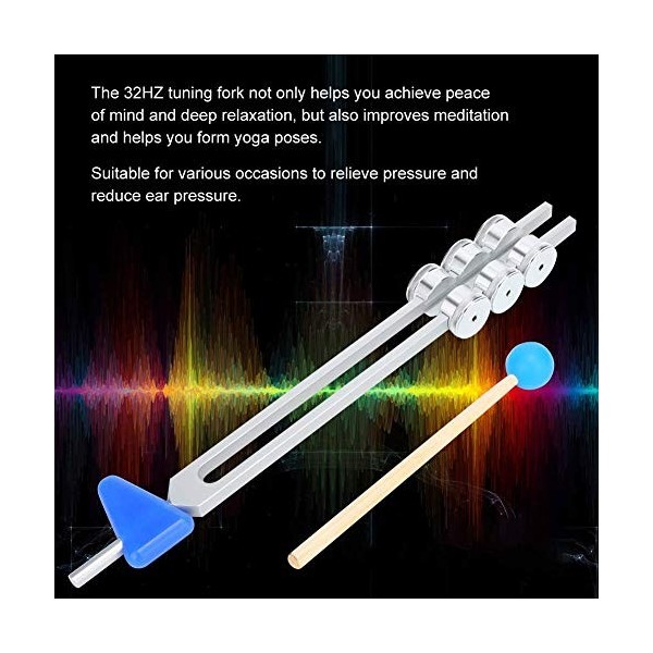 Qinlorgo Tuning Fork – Fourche Tuning en alliage daluminium 32 Hz avec marteau de diagnostic thérapie de santé outil