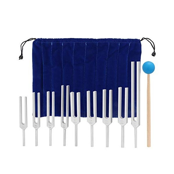 Ensemble doutils de thérapie de guérison sonore à diapason - 9 pièces 174/285/396/417/528/639/741/852/963 HZ, adapté aux tes