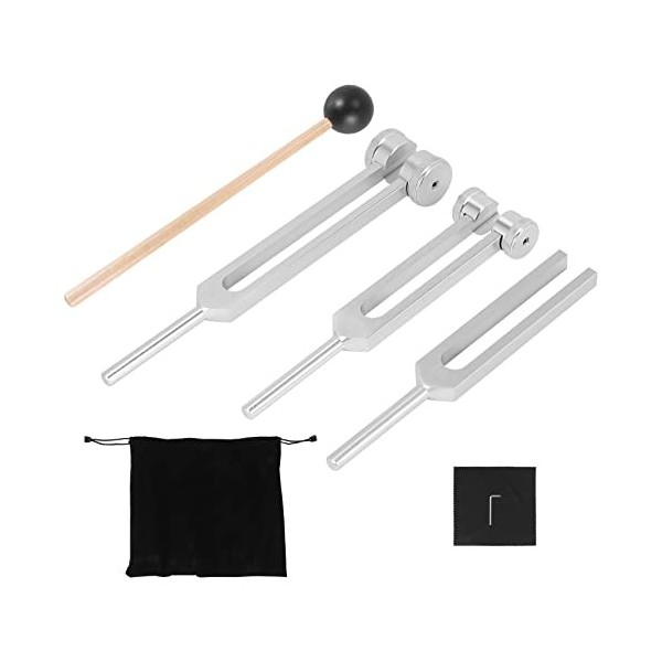 Anlayliay Diapason Set-128Hz, 256Hz, 512Hz, Diapason Parfait pour la guérison, Chakra, Thérapie du son, Garder le corps, les