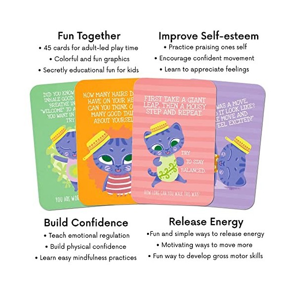 Empowerment Cards for Kids - 45 Action Packed and Fun Exercises | Themes: Self Esteem, Self-Compassion, Relaxation, Body Awar