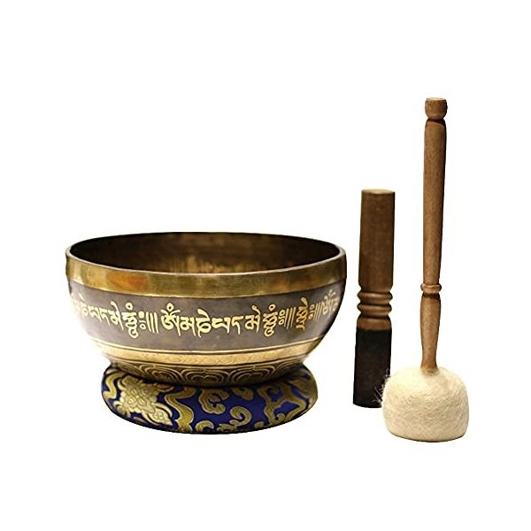 Copper Tibetan Singing Bowl Set Chakras Healing Meditation Yoga Sound Bowl with Mallet and Silk Cushion