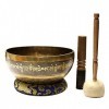 Copper Tibetan Singing Bowl Set Chakras Healing Meditation Yoga Sound Bowl with Mallet and Silk Cushion