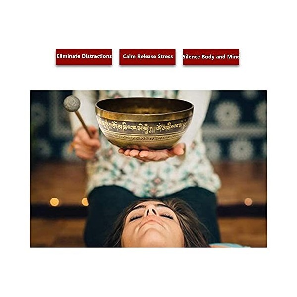 Copper Tibetan Singing Bowl Set Chakras Healing Meditation Yoga Sound Bowl with Mallet and Silk Cushion