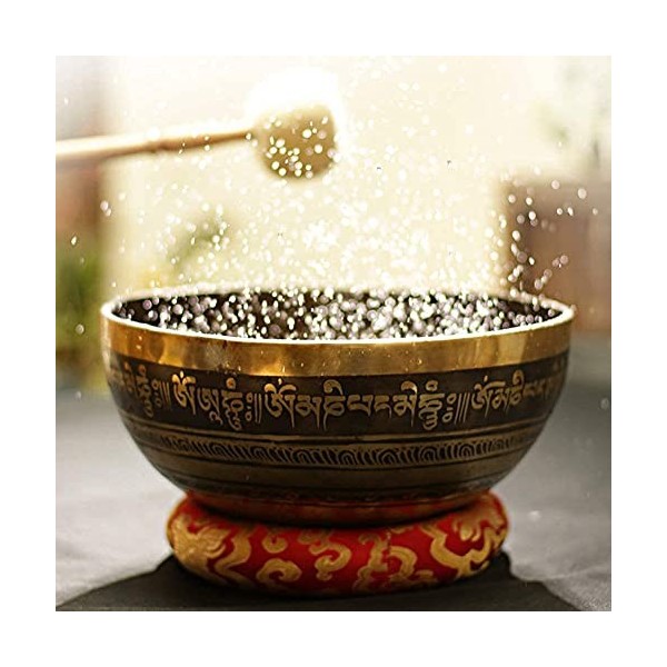 Tibetan Singing Bowl Copper Tibetan Singing Bowl Set Chakras Healing Meditation Yoga Sound Bowl with Mallet and Silk Cushion 