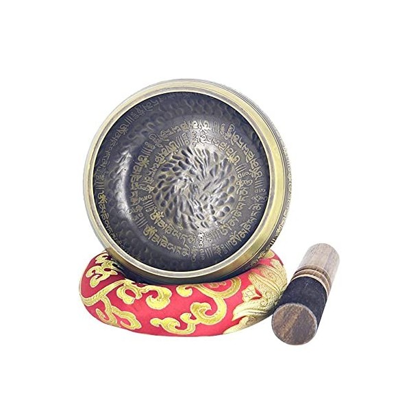 Nepal Handmade Large Meditation Bowl with Ring Pad and Drumstick Great for Yoga South Bath Mindfulness Relaxation