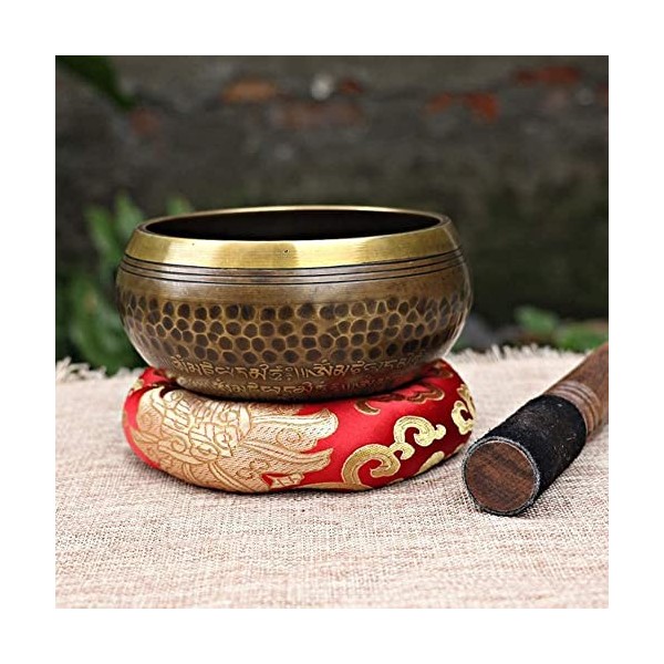 Nepal Handmade Large Meditation Bowl with Ring Pad and Drumstick Great for Yoga South Bath Mindfulness Relaxation