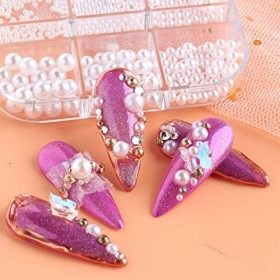 ISTOVO 1 boîte décorations de perles, casquettes à ongles, pièces dongles blancs, perles en acier doré, boules de bijoux, ac