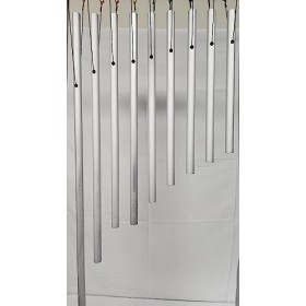 Solfeggio Lot de 9 tubes de guérison accordés de couleur argentée plus forts que la diapason avec support en bois, 9 maillets