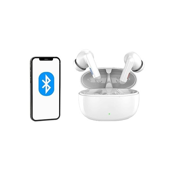 Britzgo Appareil rechargeable avec suppression intelligente du bruit et Bluetooth pour personnes âgées et adultes A3 - blanc