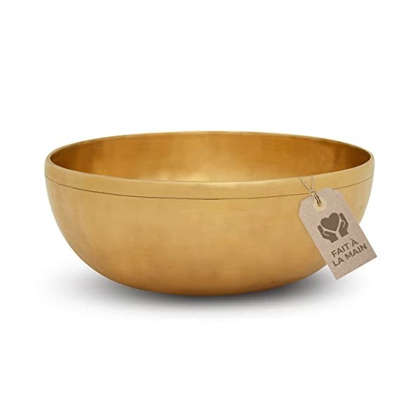 Bol Chantant Tibétain - Grand Bol Cœur, Ø 22,5 cm, 1 275 g, Tonalité profonde et agréable pour massage sonore efficace et thé