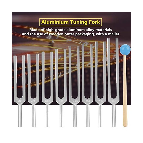 Ensemble de diapason de type Y 256-512Hz 8 pièces en alliage daluminium Diagnostic médical Instruments de diapason de réglag