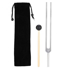Ensemble doutils de thérapie de guérison par le son 128HZ, diapason en alliage daluminium + marteau en bois avec sac de ran