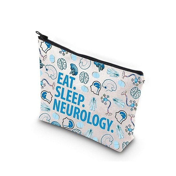 KUIYAI Neurologie Cadeau Neurologue Cadeau Manger Sommeil Neurologie Zipper Pouch Maquillage Sac, Manger Sommeil Neurologie