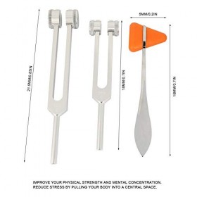 Diapason Medico en Alliage Daluminium Argent Jeu de Diapasons Sensoriels avec Marteau à Percussion 128Hz + 256Hz