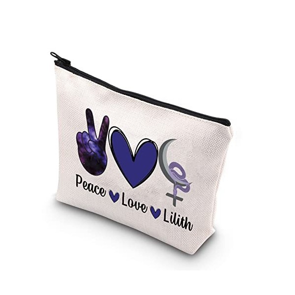 Mythologie Gift Sigil of Lilith Gift Peace Love Lilith Gift for Women Zipper Pouch Makeup Bag, blanc, Peace Love Lilith-uk