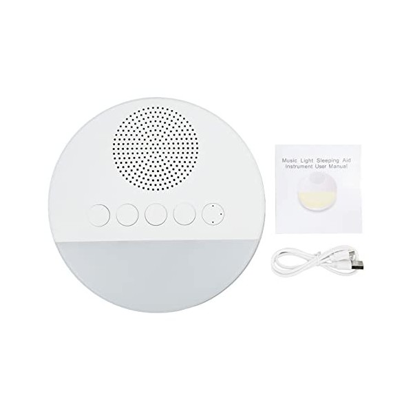 White Noise Sound Machine 20 Sounds Round Sound Maker avec Veilleuse pour Enfants Adultes Sommeil