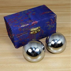 MOVKZACV Baoding Lot de 2 boules chinoises de 43 mm/38 mm pour réduire le stress en fer chromé