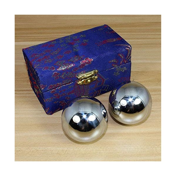 MOVKZACV Baoding Lot de 2 boules chinoises de 43 mm/38 mm pour réduire le stress en fer chromé