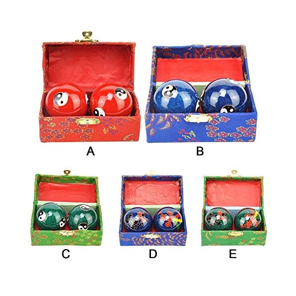 Kisbeibi Boules de Baoding Chinoises avec boîte Feng Shui Tai Chi, Dragon and Phoenix Boules de Baoding Balles de Santé Entra