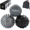 Plyopic Balles de Massage – Lot de 3 Boules Haute Densité pour le Relâchement Myofascial, Fasciite Plantaire, Crossfit Mobili