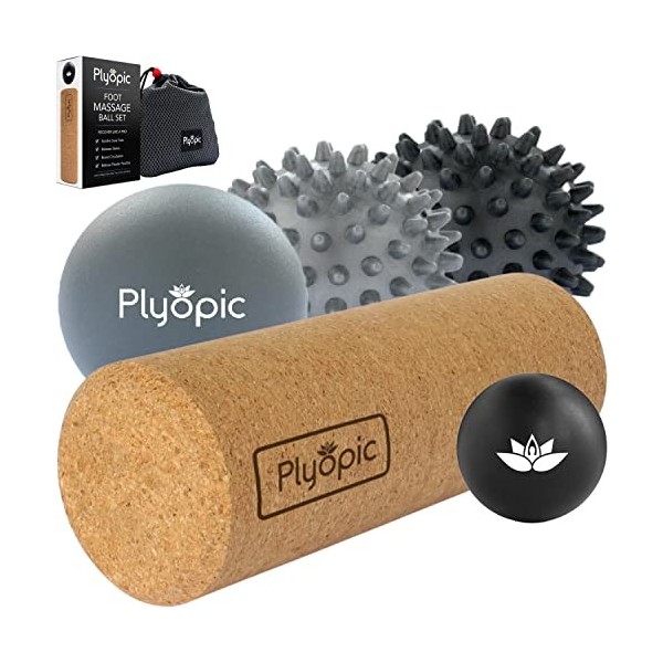 Plyopic Balles de Massage – Lot de 3 Boules Haute Densité pour le Relâchement Myofascial, Fasciite Plantaire, Crossfit Mobili