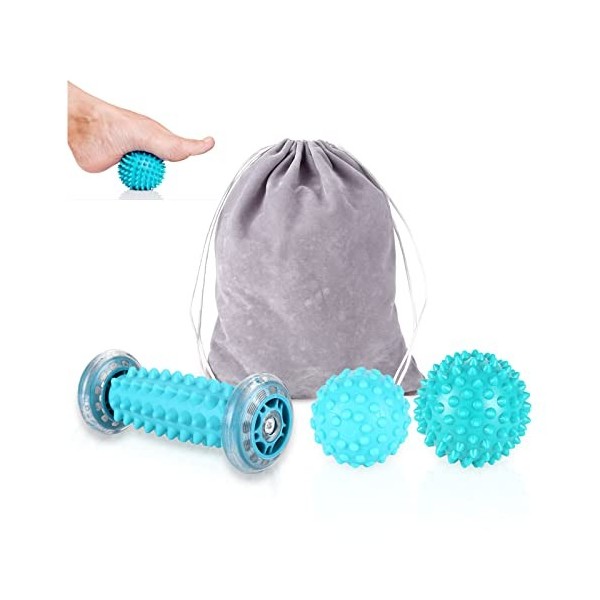 UNIDEAL 3 PCS Balle de Massage pour les Pieds Hérisson, Rouleau Massage Pied, Reflexologie Balle, Masseur pour Soulager la Fa